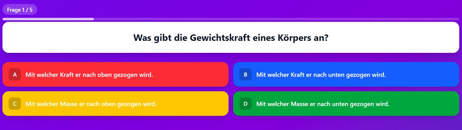 Fragenansicht im KI-Quiz-Generator